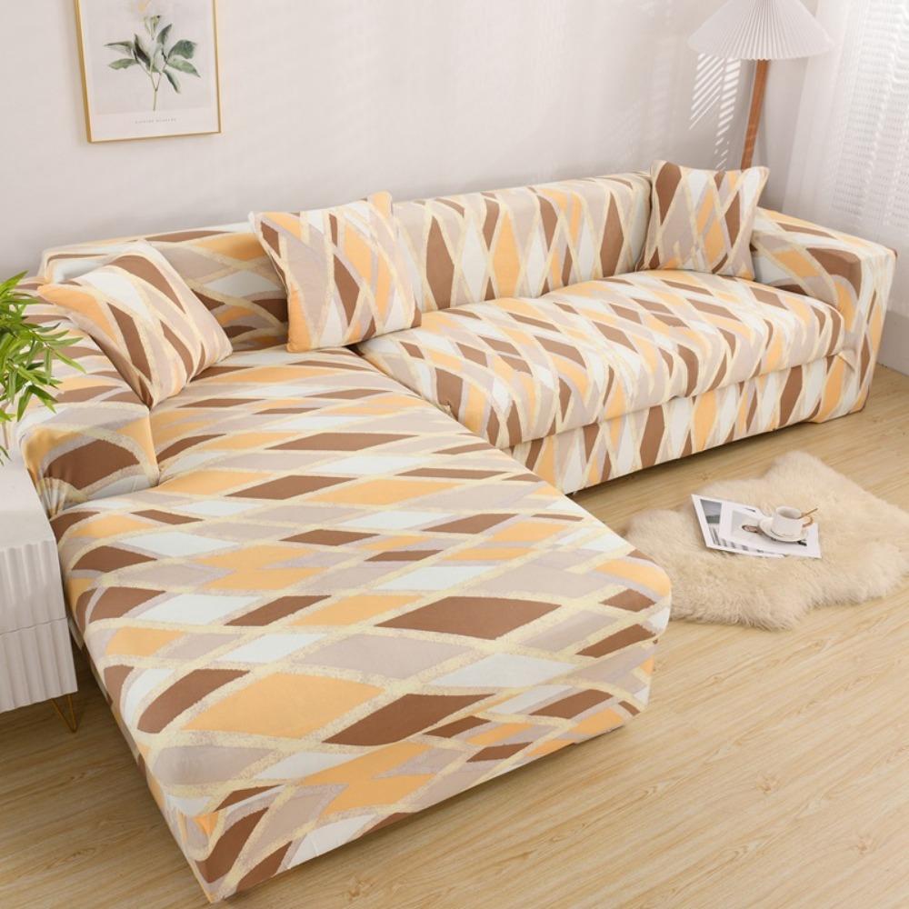 Stretchable L-Shaped Sofa Cover with Ins Print Full Coverage Universal for All Seasons