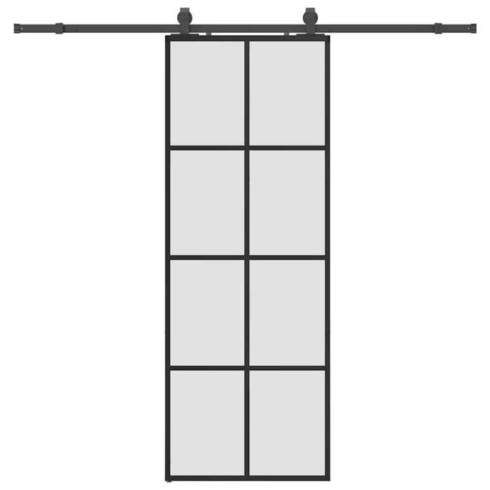 VidaXL Sliding Door Hardware Kit Black 76x205 Cm ESG Glass, Interior Door, Interior Barn Door, Door 3375943