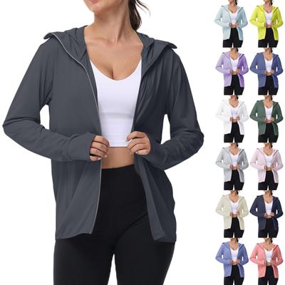 Women's UPF Sun Shirts  Jacket UV Zip Up Hoodie Long Sleeve Summer Ice Silk Outdoor With Pockets