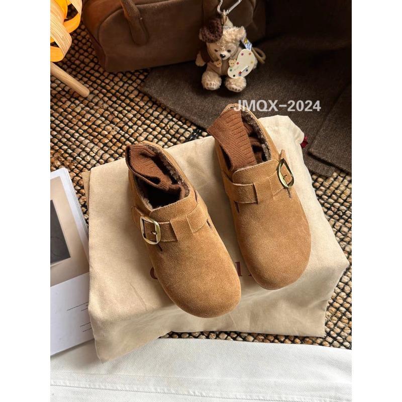 

Genuine leather sheep curly wool women s winter new all-inclusive can step on the heel wool shoes, velvet warm large cotton shoes 35 верблюд