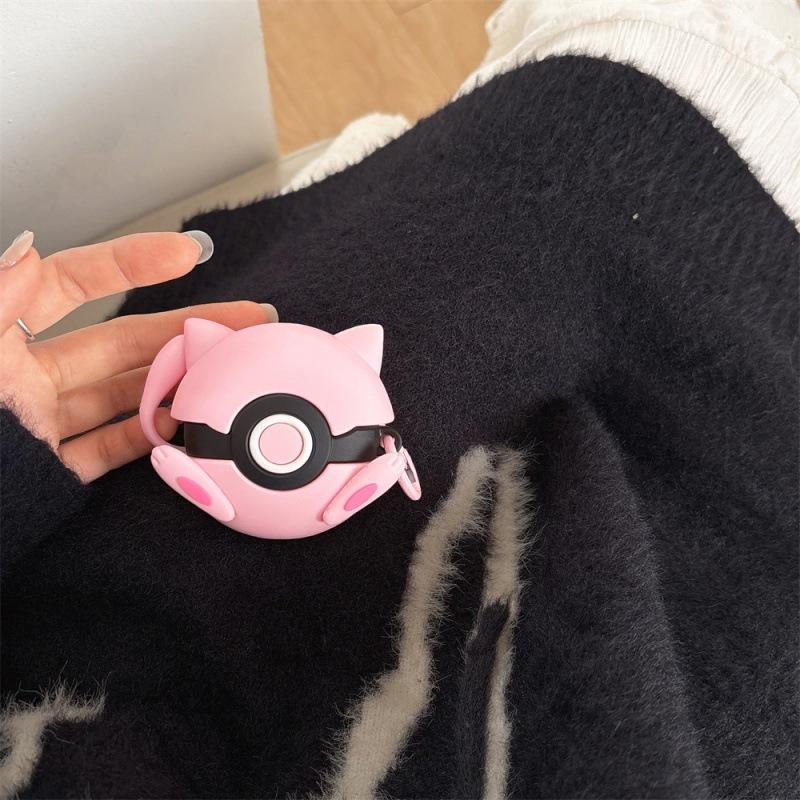 For Airpods 4 Case 2024,Pokemon Pink Mew Ball Shockproof Protective Silicone Earphone Cover For Airpods Pro 2 Case Girls Kids