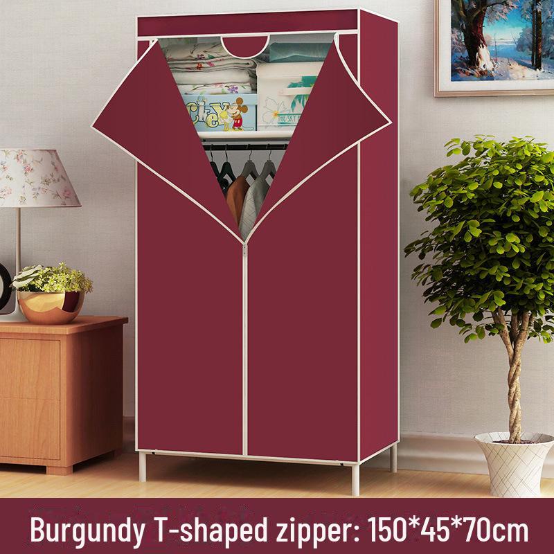 Simple Non-Woven Dustproof Folding Wardrobe with Steel Frame and Hanger