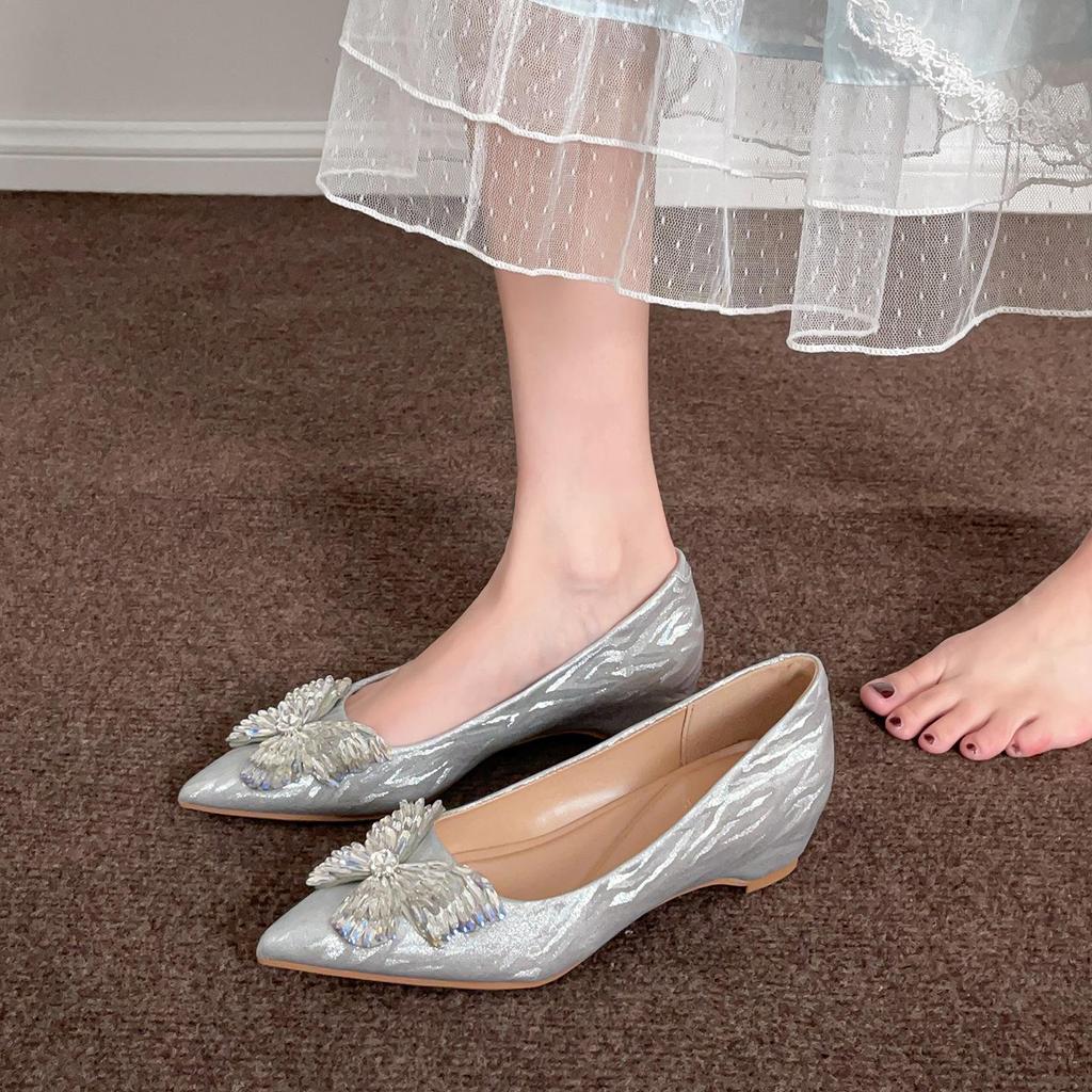 Champagne Crystal High Heels - Comfortable Bridal & Bridesmaid Shoes with Inner Lift