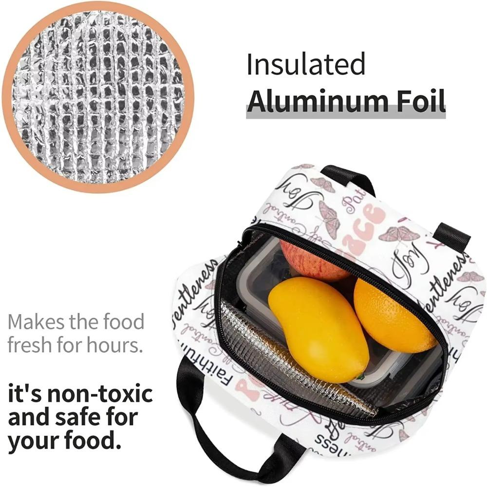 Fruit Of The Spirit Butterflies Lunch Box Reusable Lunch Bag Tote Bag Insulated Lunch Bag for Women Men Camping School