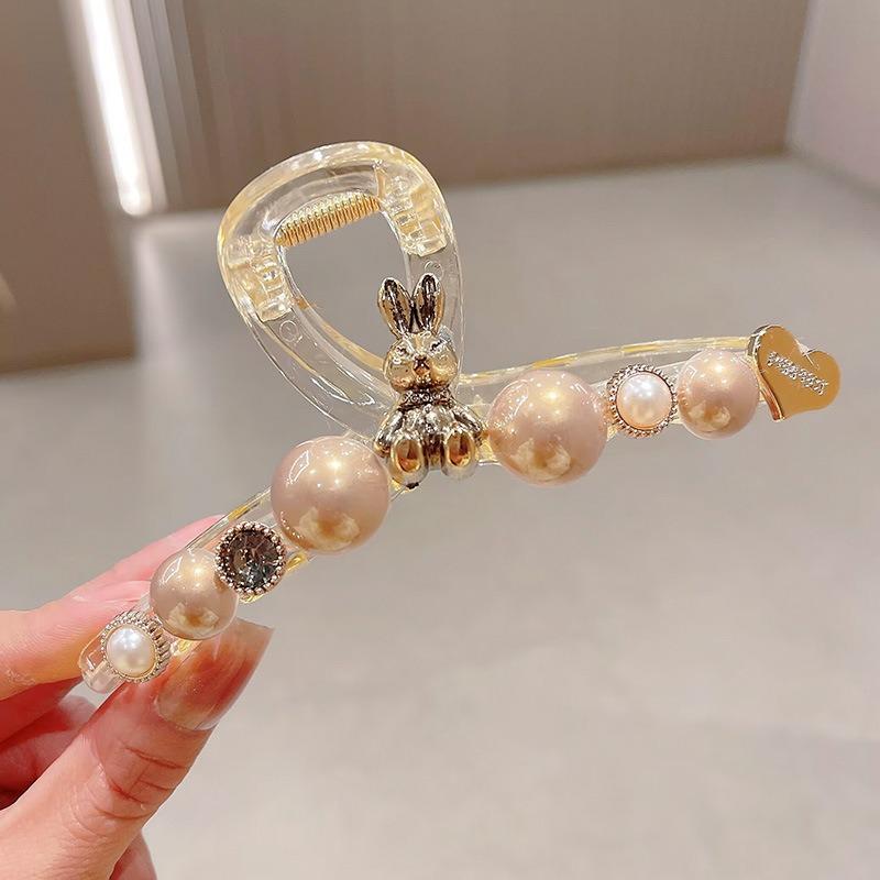 Light Luxury  High-end Sense of Flower  Pearl  Rhinestone  Clip  Female Back Head  Hair Clip  Large Hairpin  Headdress  Hairpin