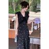 New Luo Zhiyin Lace Splicing Waist Flower Dress Long Floral Skirt