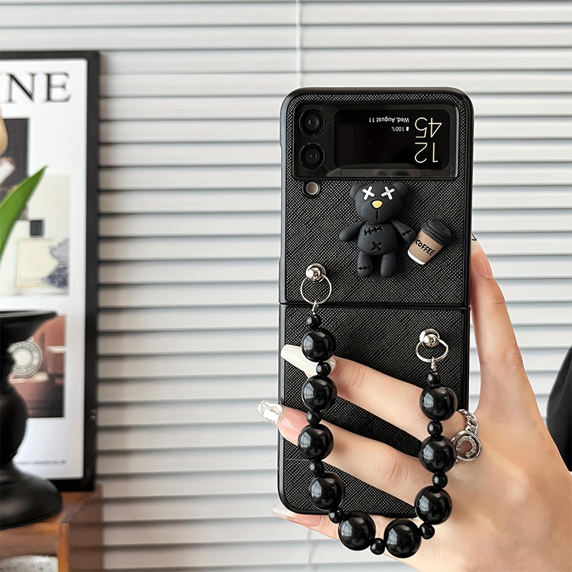 

Простой складной чехол для телефона с рисунком кофейного медведя и браслетом для Samsung Galaxy Z Flip 3 4 5 6 Galaxy Z Flip6