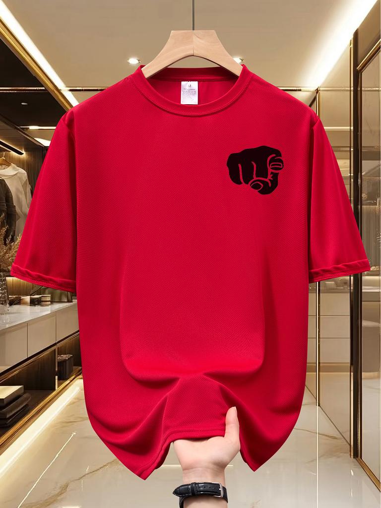 Unisexs Strong Fist Silhouette Print T Shirt Summer Quick Dry Breathable Short Sleeve Tee Power Hand Graphic Streetwear Tops