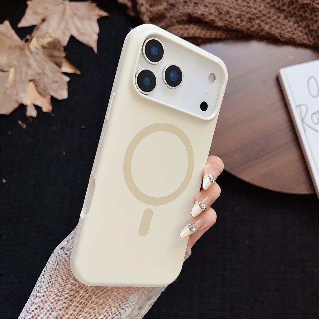 For iPhone 17 Pro Magnetic Case Silicone + PC Protective Phone Back Cover Compatible with MagSafe