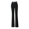 Spring/Autumn Women's High Waist Bell Bottom Knit Pants - Black, Plus Size, Slimming, Fashionable, Loose Fit