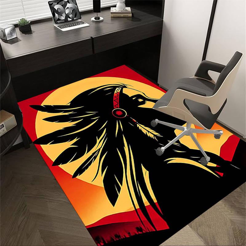 

1PC Native American, Sunset Non-Slip Floor carpet, suitable for Office, bedroomand playrooms. It can also be used as a sofa footrest cover-T94 60cm by 90cm