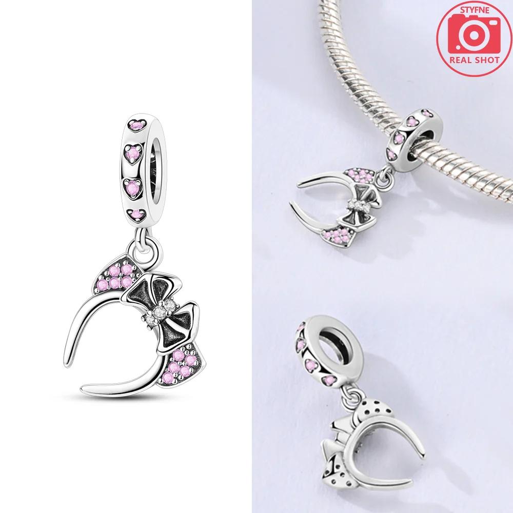 Copper Color Trunk Heart Shape Bow Pink Charms Beads Fitoriginal Bracelets Fine Diy Birthday Women Jewelry Gift