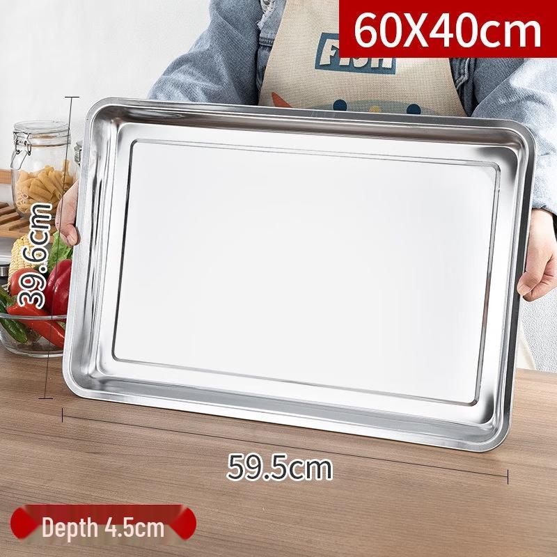 WUHE Extra Thick Stainless Steel Rectangular Deep Tray