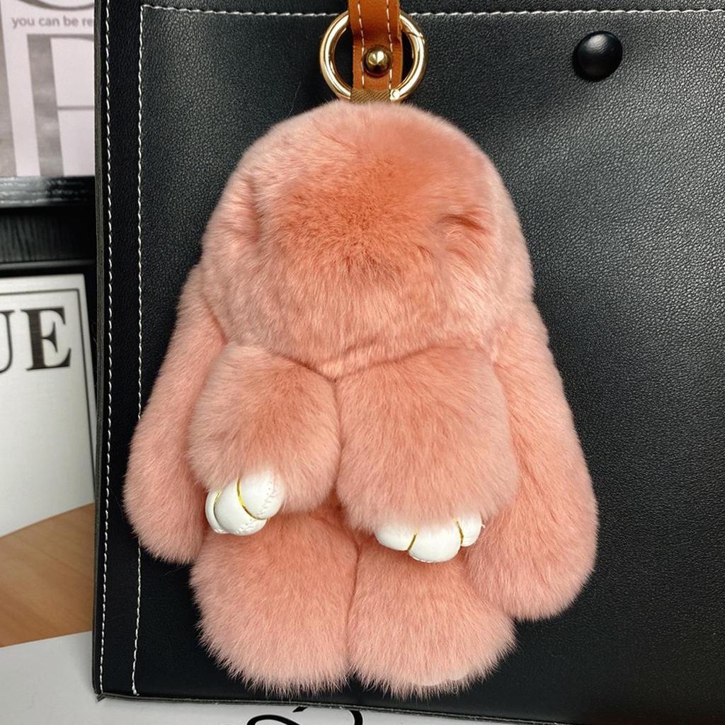 Mini Rex Rabbit Fur Pom Pom Keychain Bag Charm Keyring