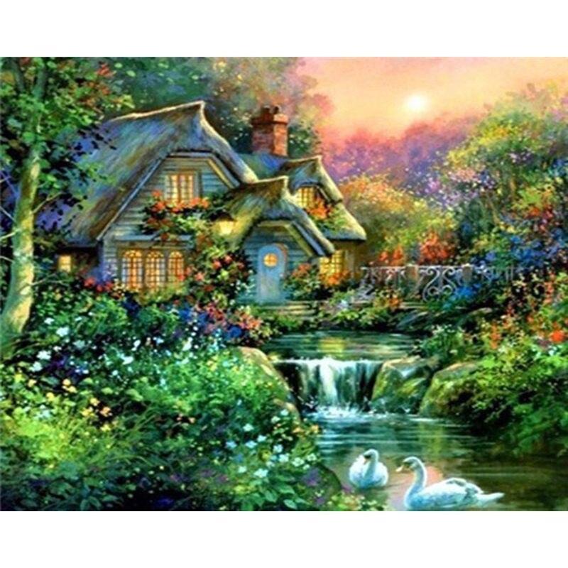 Full Drill Diamond Embroidery Mountains And Rivers Scenery Craft Kit 5d Diamond Mosaic Landscape Needlework Home Deco