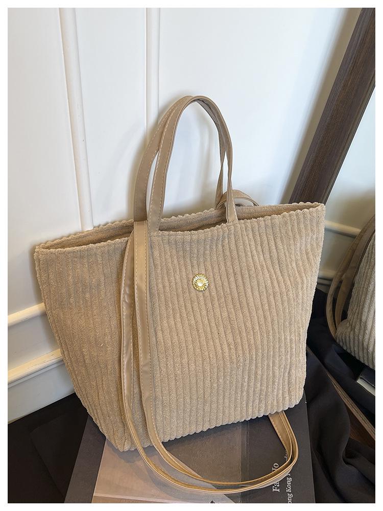 

2025 Simple Style Corduroy Shoulder and Tote Bag for Class & Commute - High-Quality and Versatile хаки