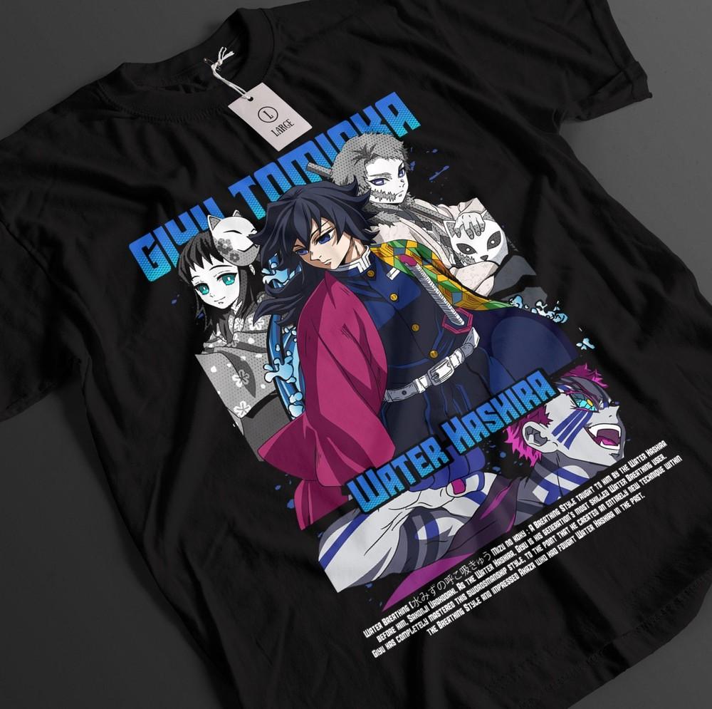 

Demon Slayer Shirt Tomioka Giyu T-Shirt Tanjiro KNY Anime Akaza Doma Muzan Tee 4XL