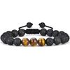 M MOOHAM Mens Bracelet - Beaded Natural Stone 8mm Tiger Eye Matte Agate Lava Rock Bracelets for Men Teen Boys Grandpa Dad Birthday Gifts Jewelry
