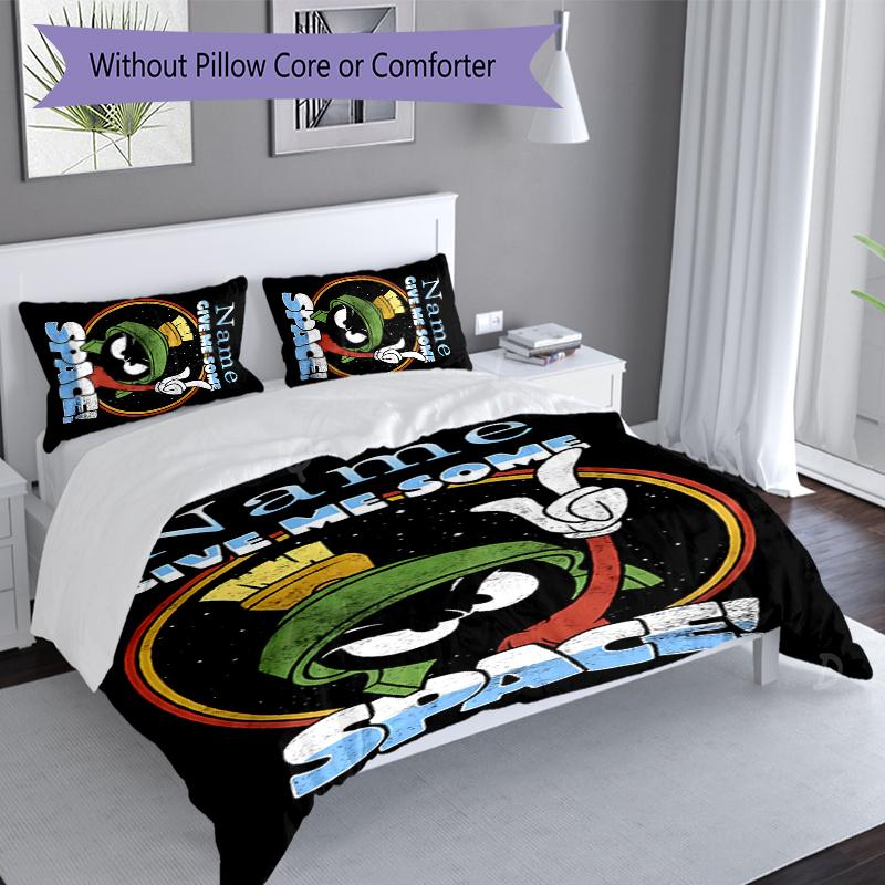 3pcs Custom Name Marvin the Martian Set,Includes 1 Duvet Cover and 2 Pillowcases,All-season Bedroom Decor