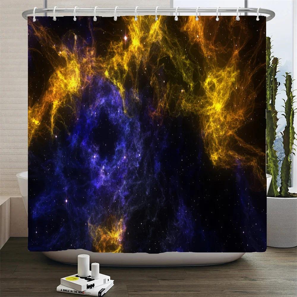Full Moon Starry Sky Shower Curtain Midnight View Dreamy Mystic Bathroom Curtains Waterproof Fabric Home Decor Curtain With Hook