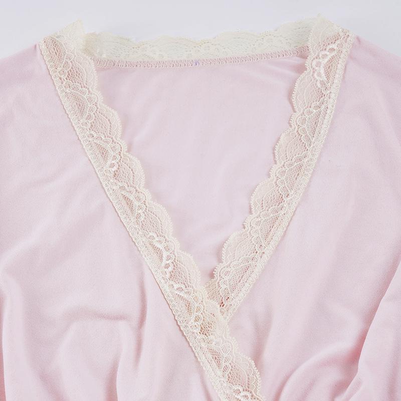 Spicy Girl Pink Lace Patchwork Ruched V-Neck Base Shirt