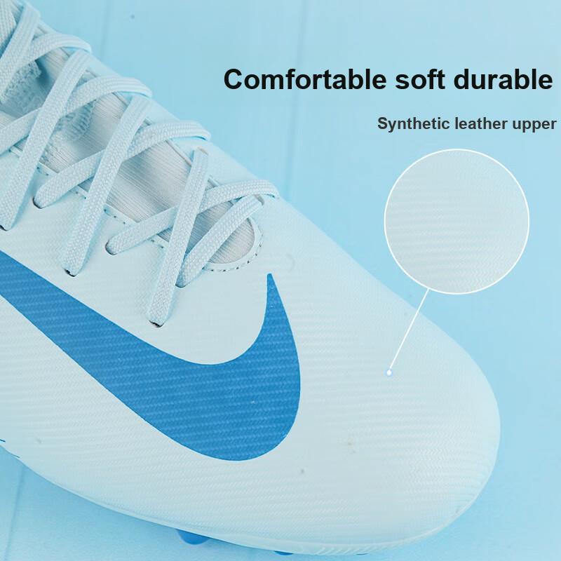 New Nike Assassin Series Slip Resistant Breathable Low Top Kids' Soccer Shoes White Blue Kids' FQ8403-400