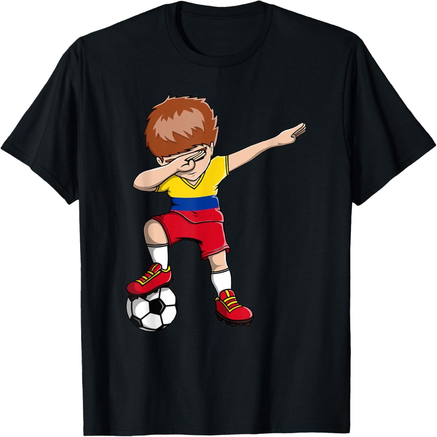Dabbing Soccer Boy - Colombia Jersey Colombian Football Fans T-Shirt(2) S