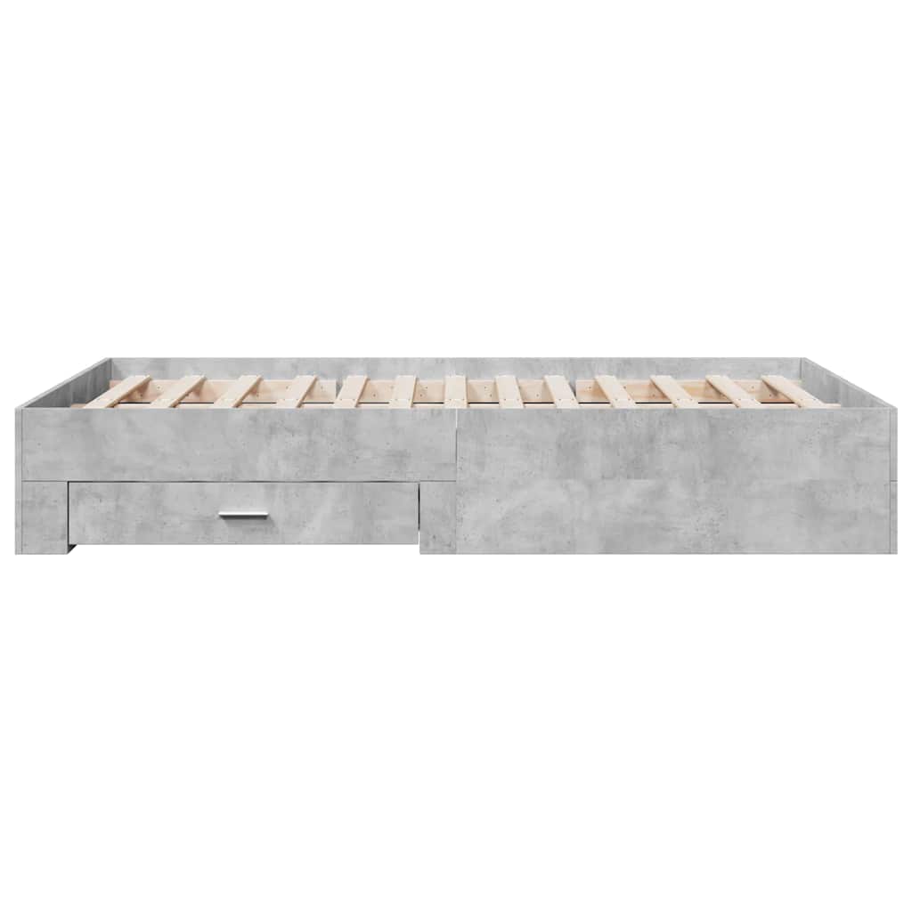 Bed Frame with Drawers Concrete Grey 120x190 cm Engineered Wood