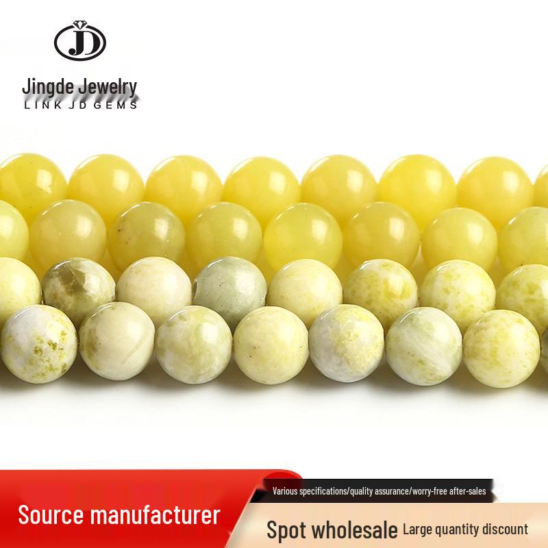 Lemon Jade Round Beads for DIY Jewelry - Lemon Yellow Gemstone Beading Accessories, Semi-finished 