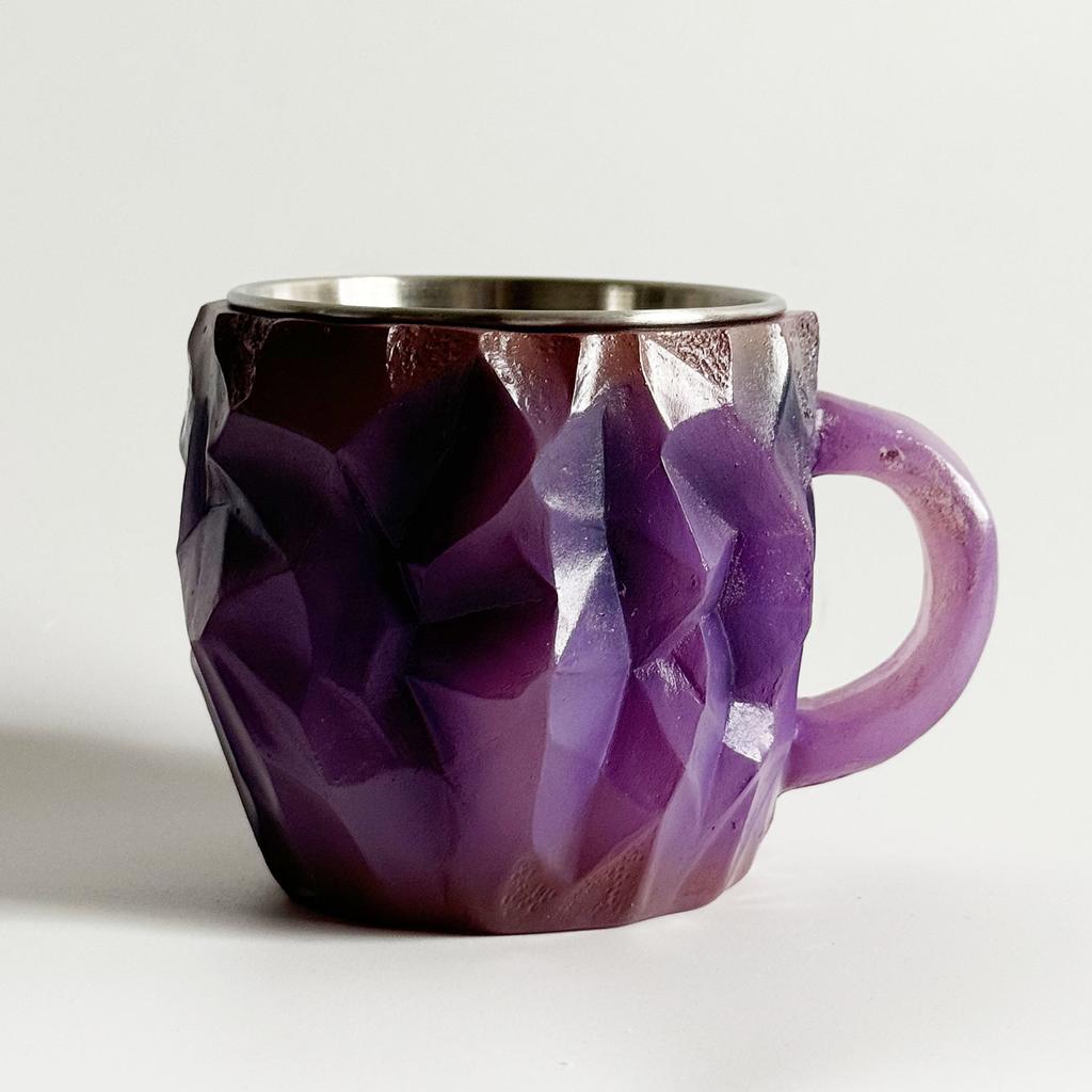 Cani de cafea din cristal mineral, cești elegante din mineral, ceașcă de ceai rafinată din rășină, cană din cristal mineral multifuncțională pentru casă, birou 8cm