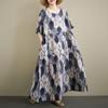 Short Sleeve Plus Size Vintage Floral New In Dresses for Women Casual Loose Long Summer Dress