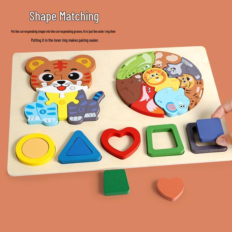 3D Geometric Animal Shape Puzzle Board for Early Education and Shape Matching