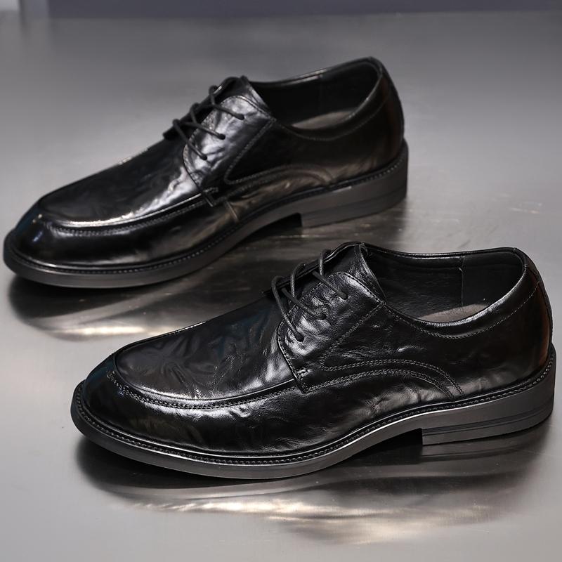 Fashion Golden Sapling Brand Men Formal Social Shoes Genuine Leather Wedding Party Lace Up Oxfords Footwear Male British Loafers Casual