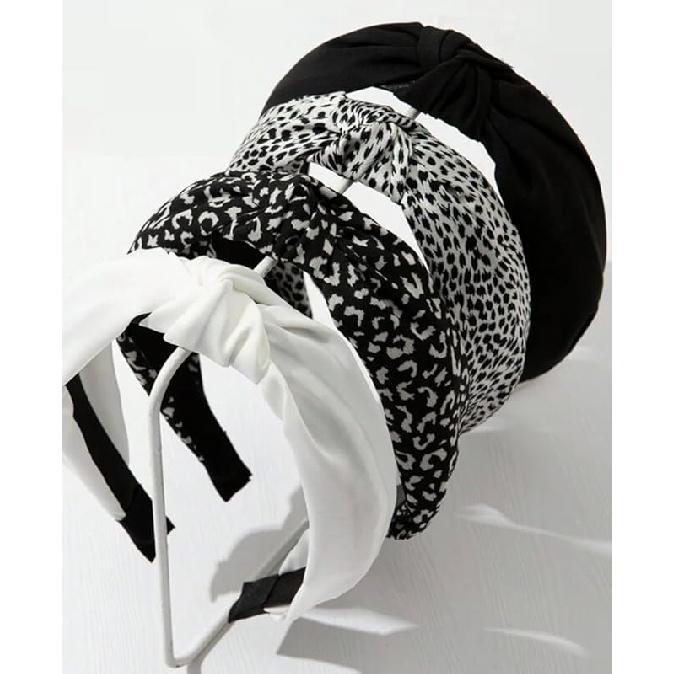 Knotted Fashion Hairbands and Hair Hoops: Non-Slip Top Knot Headbands with Leopard Print for Women and Girls - 4PCS Beige Brown Hair Accessories Set