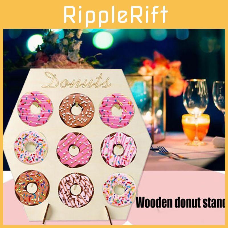 Charming Wooden Donut Display Stand Perfect For Any Party Dessert Table