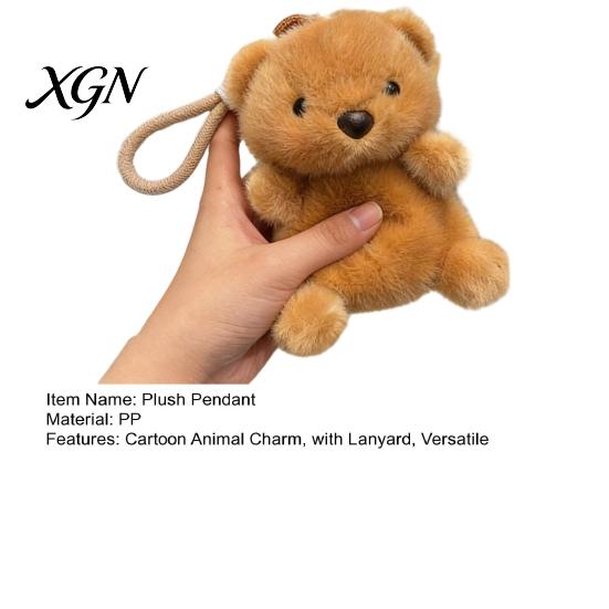 Bag Hanging Plush Toy Pendant Cartoon Animal Doll Charm Keychain with Lanyard Soft Fluffy Texture Stress Relief Table Companion