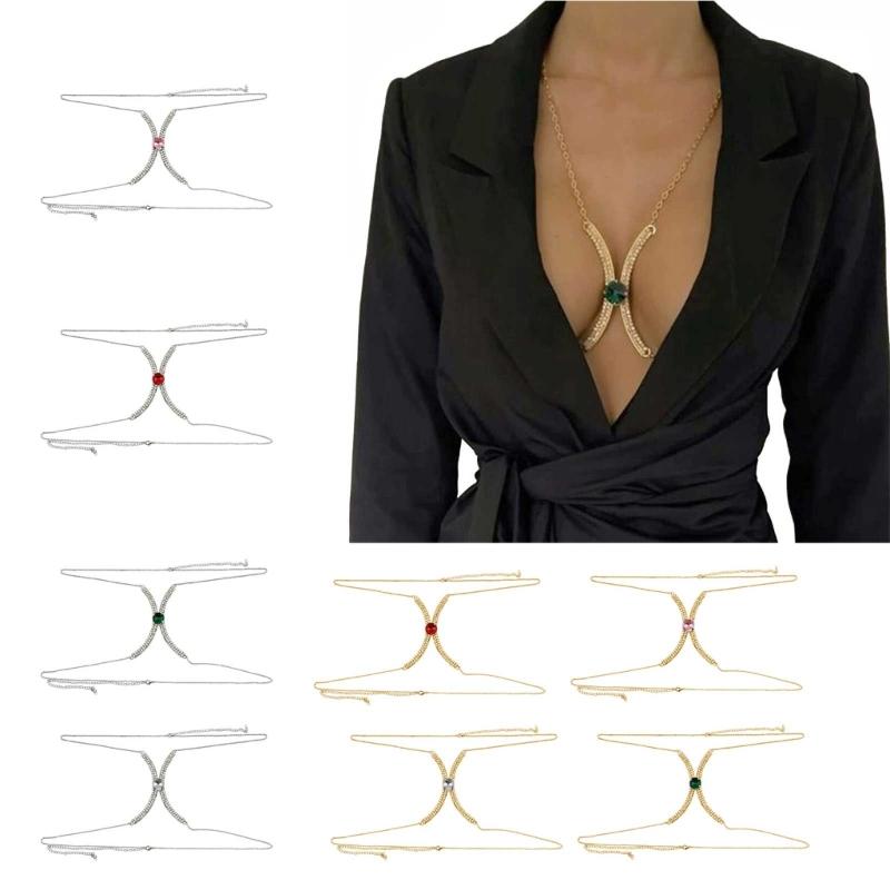Women Rhinestone Chest Bracket Bra Chain Body Jewelry Bikini Crystal Breast Body Chain Nightclub Body Jewelry Gift