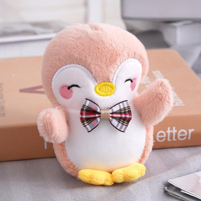 

Lovely Pink And Grey Plush Penguin Keychain Cuddly Soft Toy Bag Pendant рожевий