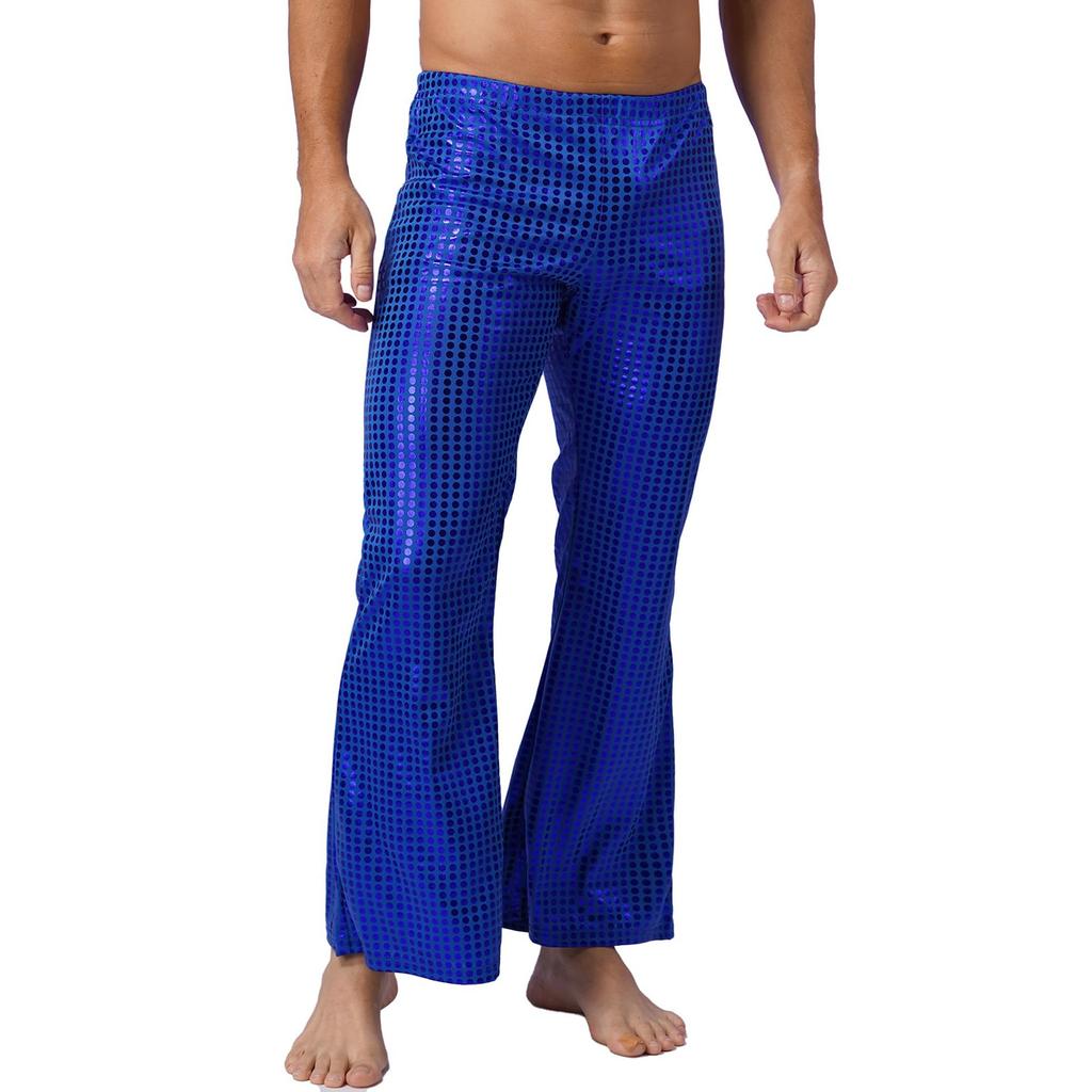 Herren Nachtclub BühnenkostümeMetallic Hose Herren Pailletten 80er Party Disco Glitzer Lange Tanzhose