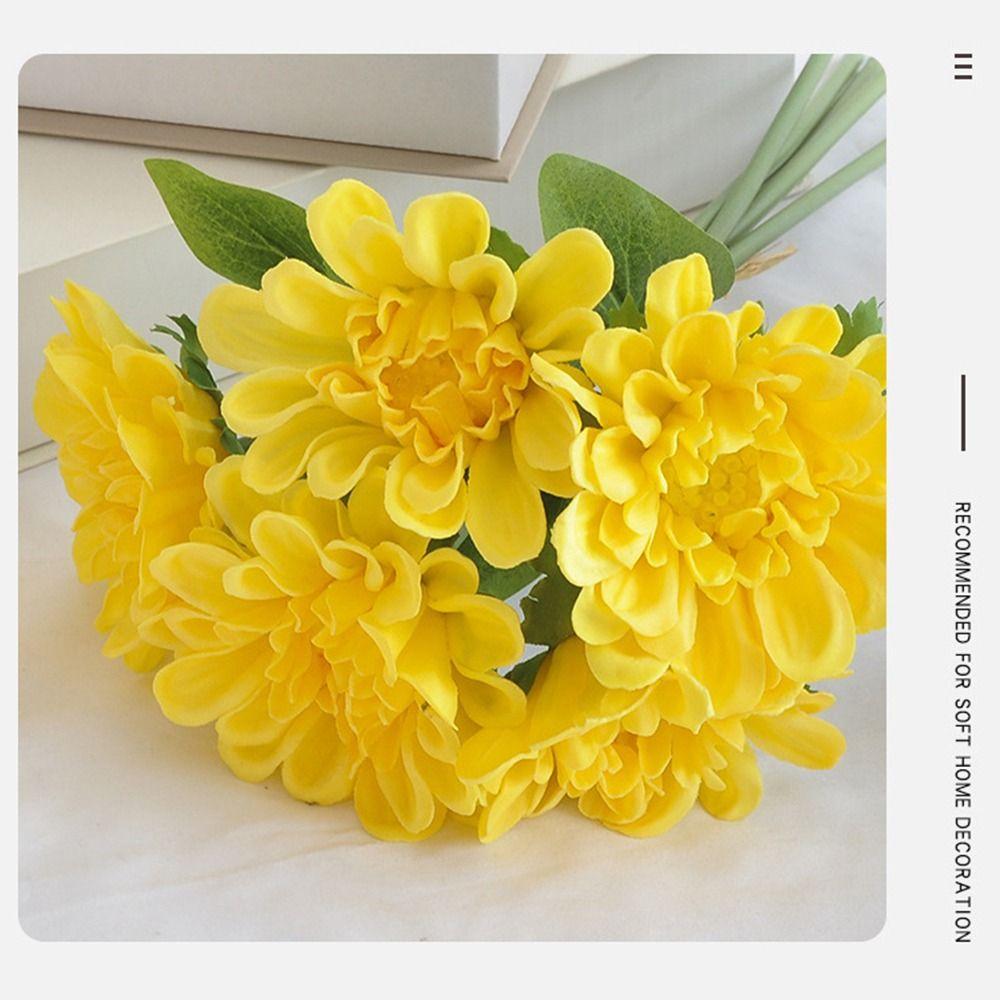 Creative 5 Heads Daisy Artifcial Flower PU Floral Arrangement Simulation Sunflower Daisy Multicolor Photo Props Faux Flower Gift