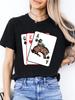 Valentines Day Womens Roundneck Fashionable Casual with Poker Card and Horseback Riding Patterns A Trendy and Fun Style