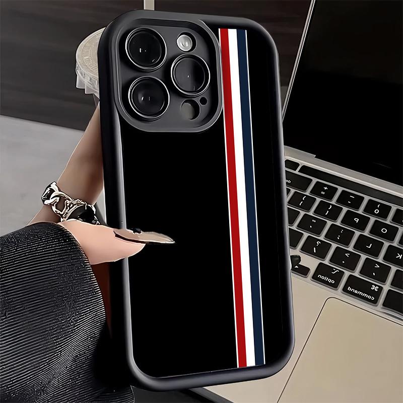 Phone Case for iPhone 17 Air 16E 15 16 Pro Max Luxury Sports Line Cool Stripe Cover 14 Plus 13 12 Mini Soft Shell Silicone Funda