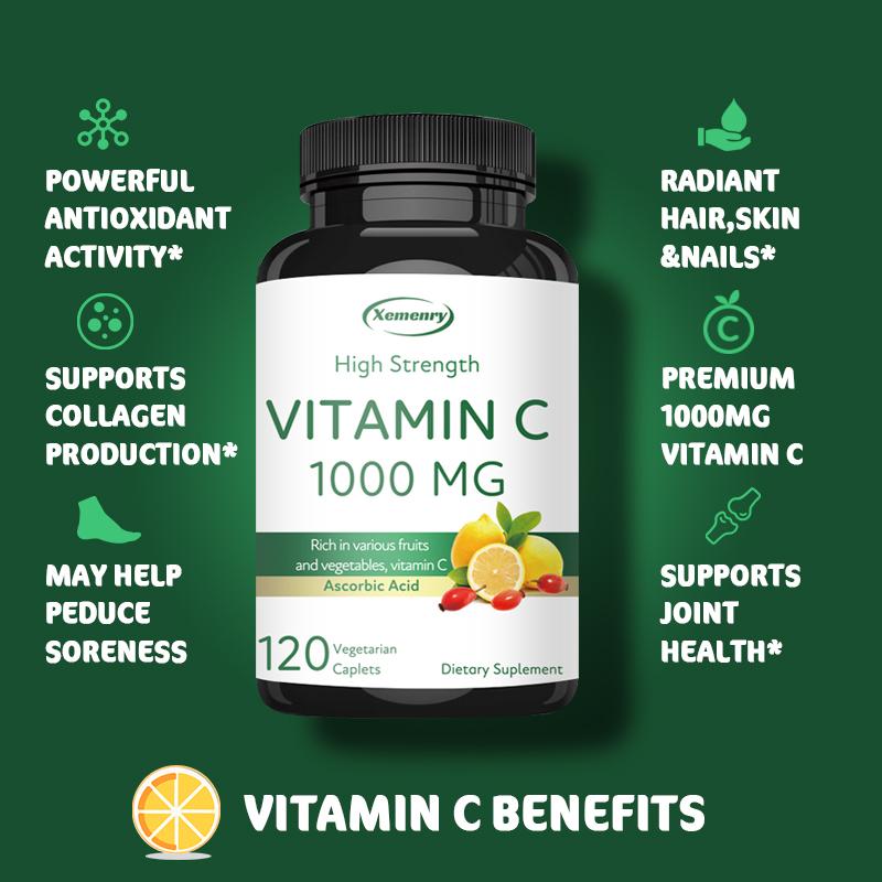 Vitamin C - Rich In a Variety of Fruits and Vegetables, Vitamin C Ascorbic Acid, 1000 Mg, Boosts Immunity