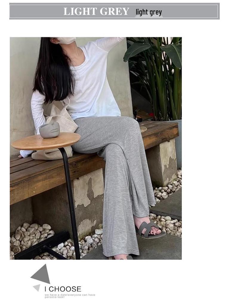 Summer Modal Wide-Leg Maternity Pants: Thin, Loose, Belly Support, Fashionable Casual Style