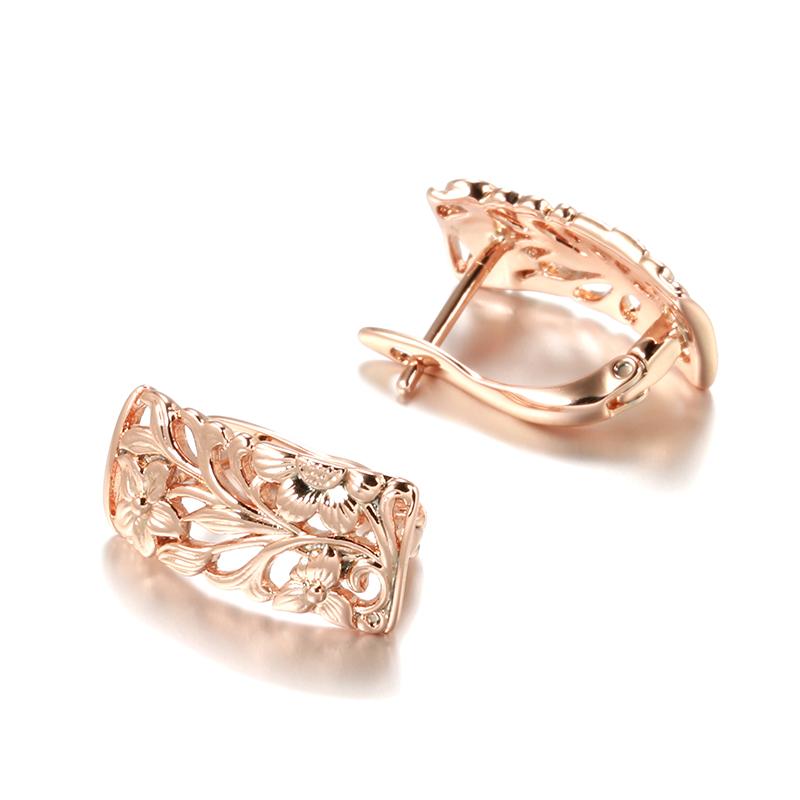 Kinel Rose Gold Color Flower English Earrings For Women