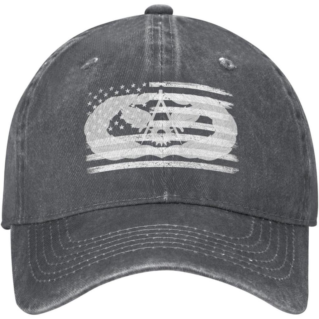 Air Force Civil Engineer Badge Distressed Baseball Cap Vintage Washed Denim Style Dad Hat