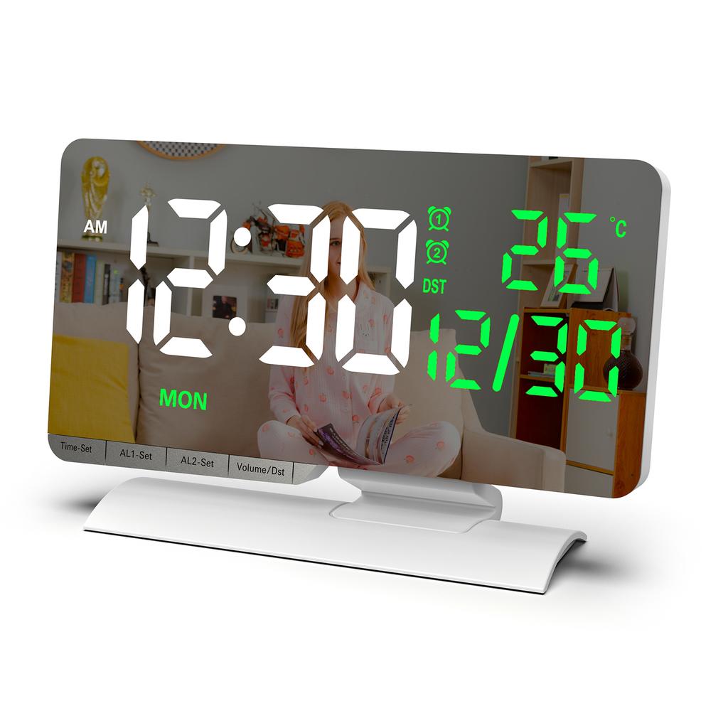 6.6 Large Display Digital Desk Clock, Dual Alarm Clock with Indoor TemperatureCelsiusDate, USBCelsiusType-C Charging Ports, 6- Dimmer, 5 Volume