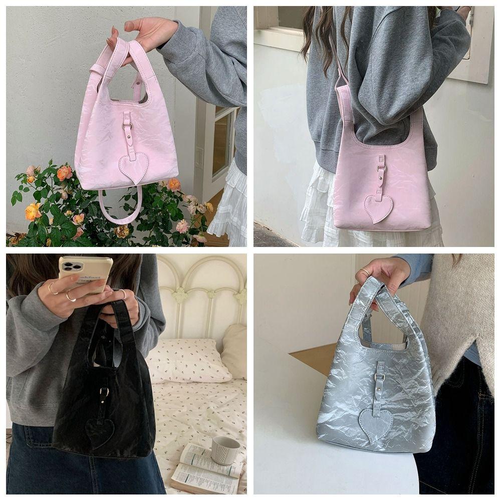 

Korean Style Love Handbag Elegant Shoulder Bag Trendy Women Bucket Bag Women сірий
