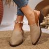 Summer New Breathable Chunky Heel Closed Toe Mid Heel Roman Sandals