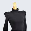 Autumn and Winter High Neck Short Silm Knitting Sweater Bubble Long Sleeve Bottoming Shirt Pullover Inner Wearing Women's Clothing Black